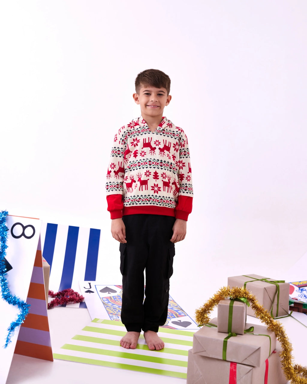 Reindeer Print Winter Hoodie