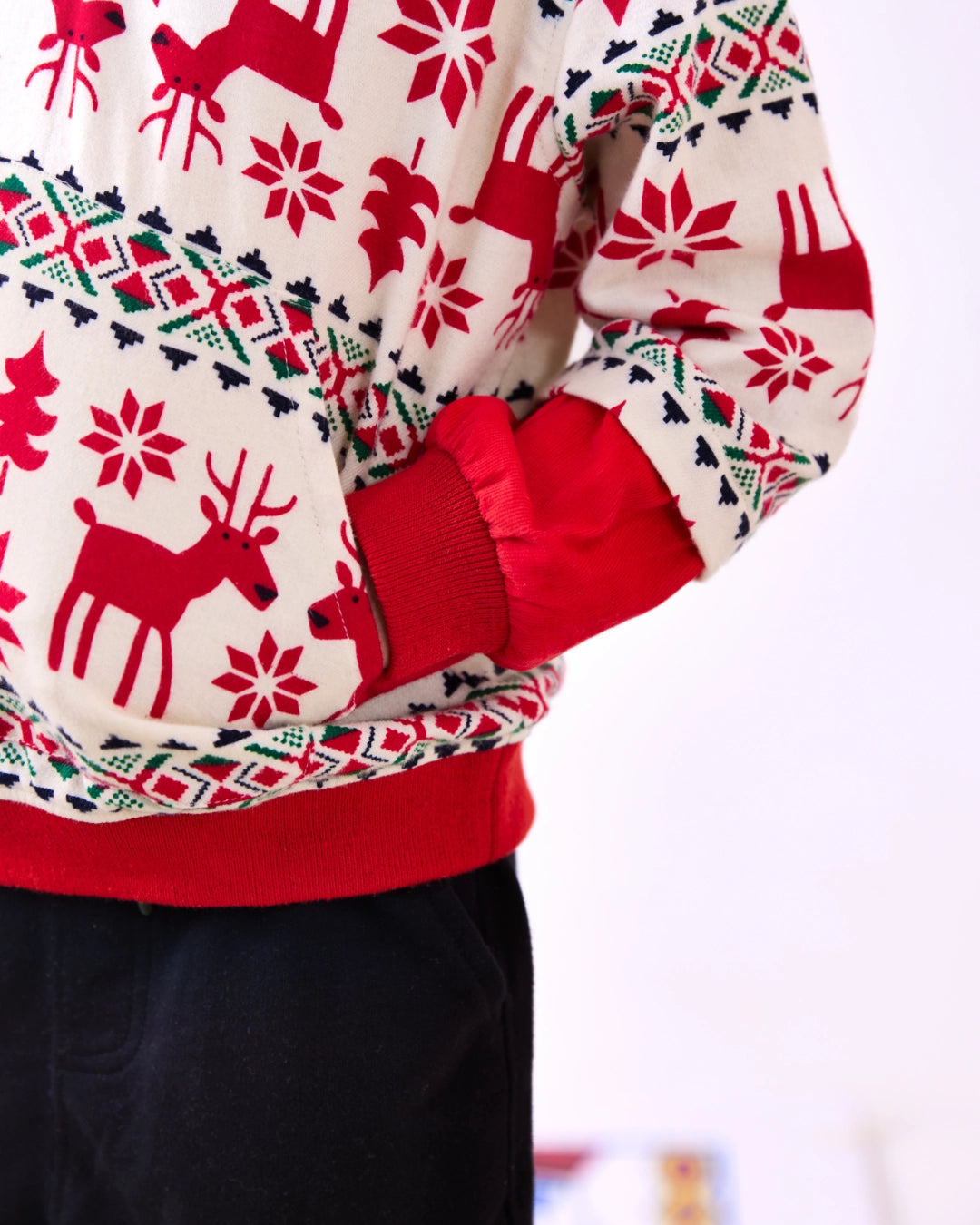 Reindeer Print Winter Hoodie