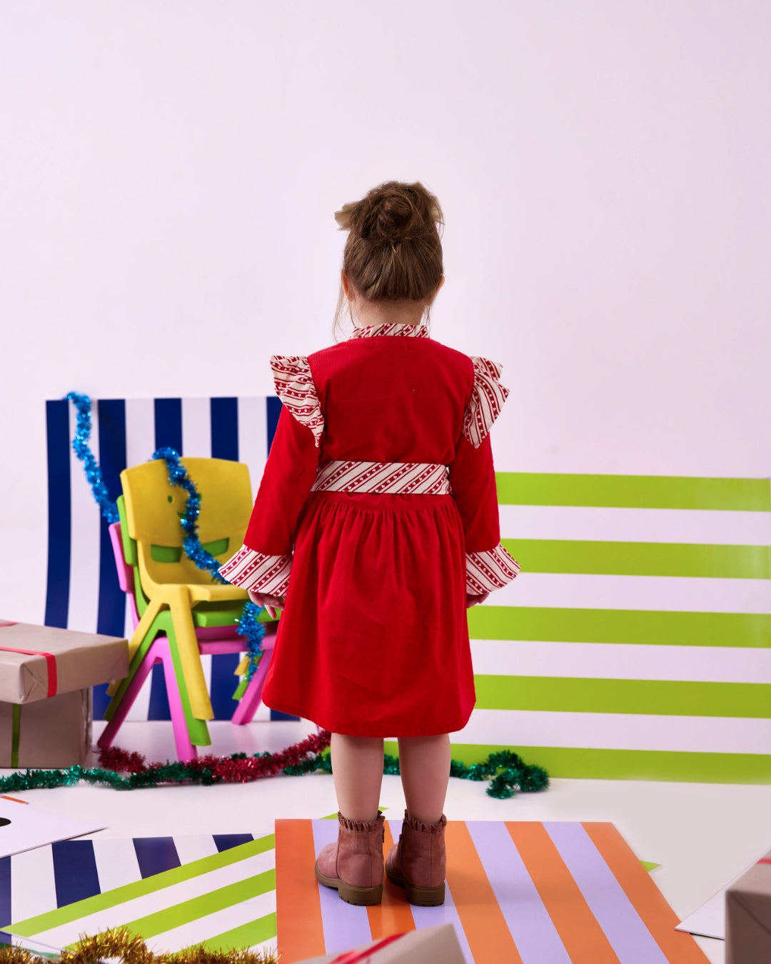 Scarlet Corduroy Fit and Flare Dress