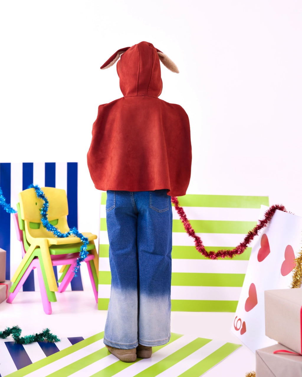 Rust Hooded Suede Cape