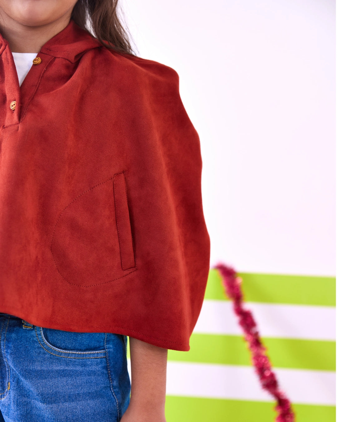 Rust Hooded Suede Cape