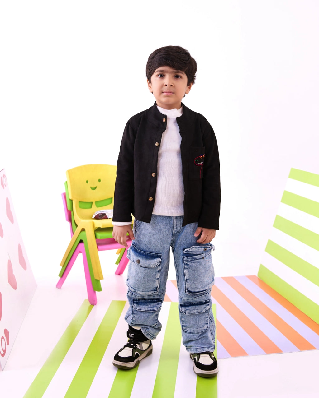 Midnight Hand Embroidered Suede Jacket