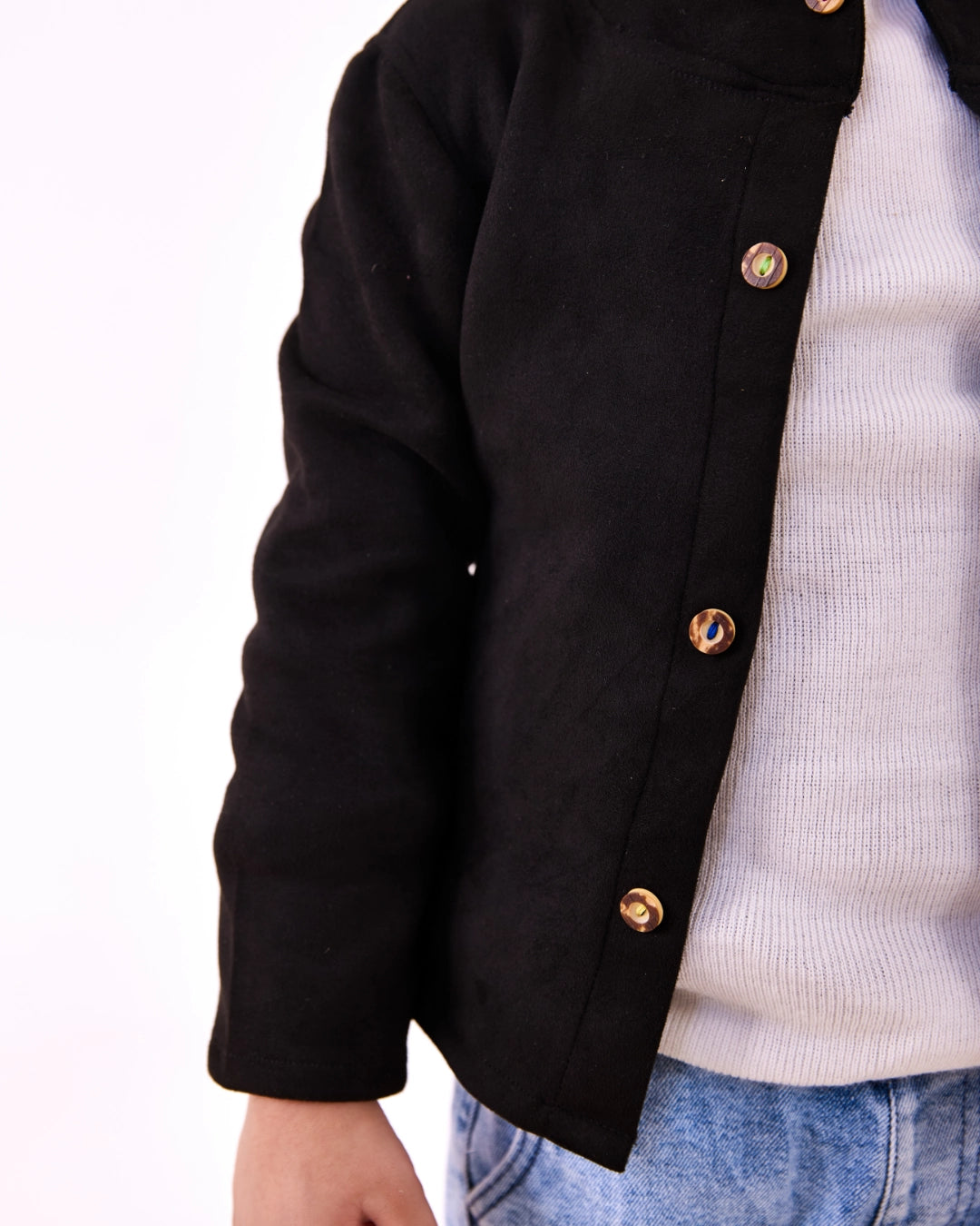 Midnight Hand Embroidered Suede Jacket