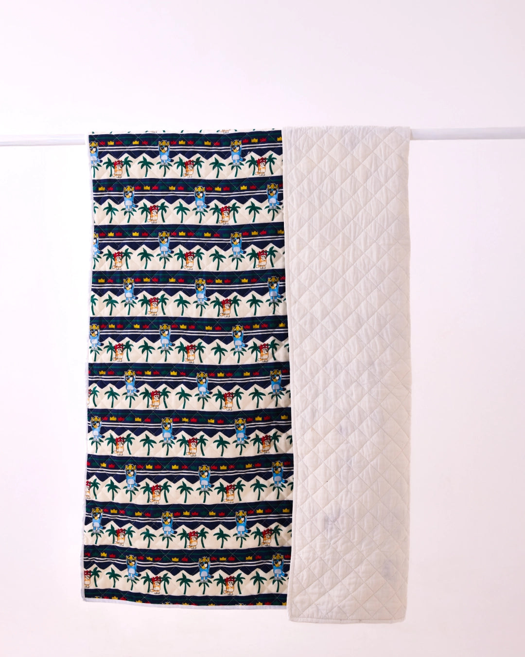 Navy Printed Flannel Baby Quilt