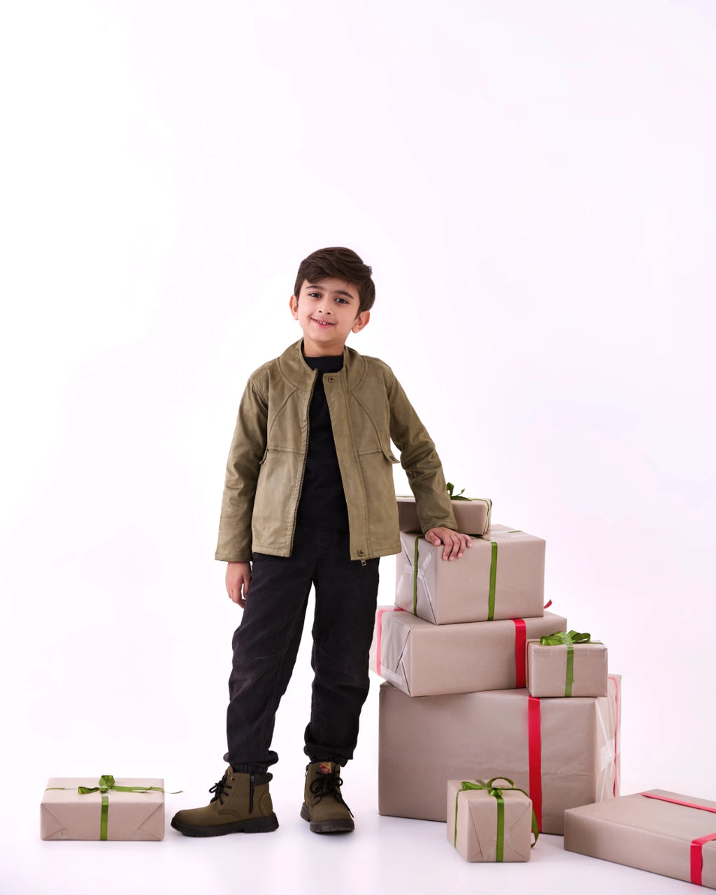 Olive Zip Front Suede Jacket