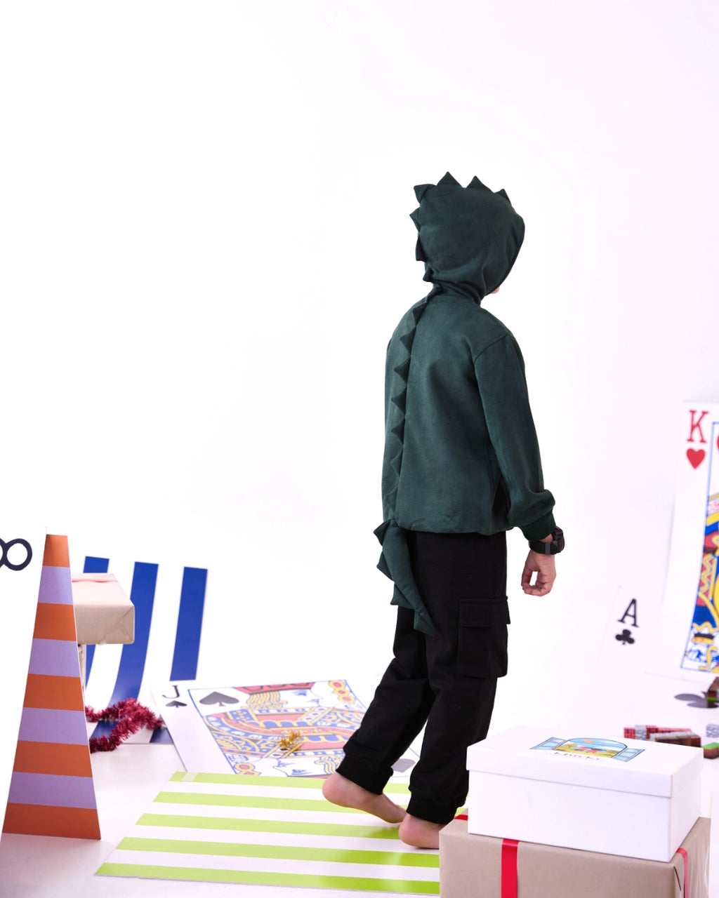 Dino Trail Suede Hoodie Romper