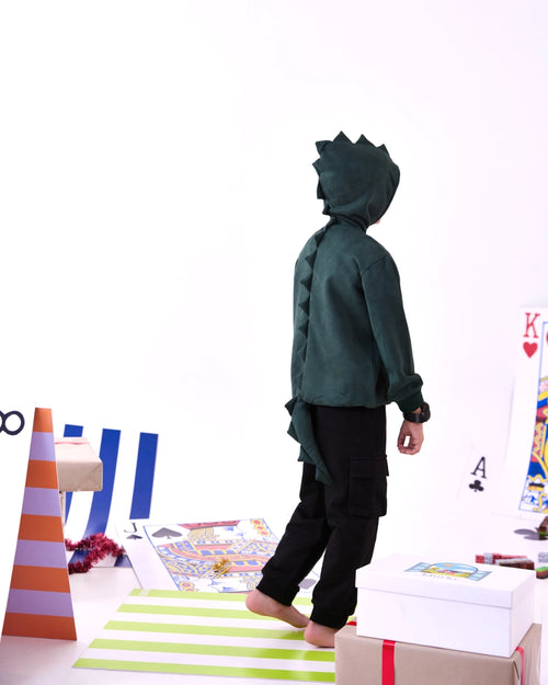 Dino Trail Suede Hoodie Romper